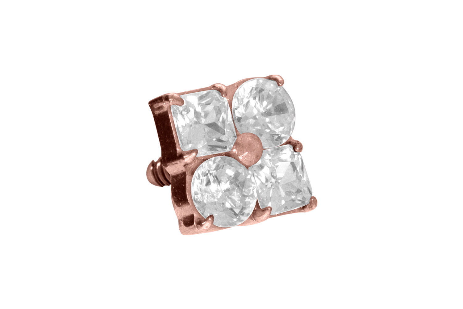 Titan Schraubaufsatz mit Außengewinde KRISTALLBLUME von Piercingline